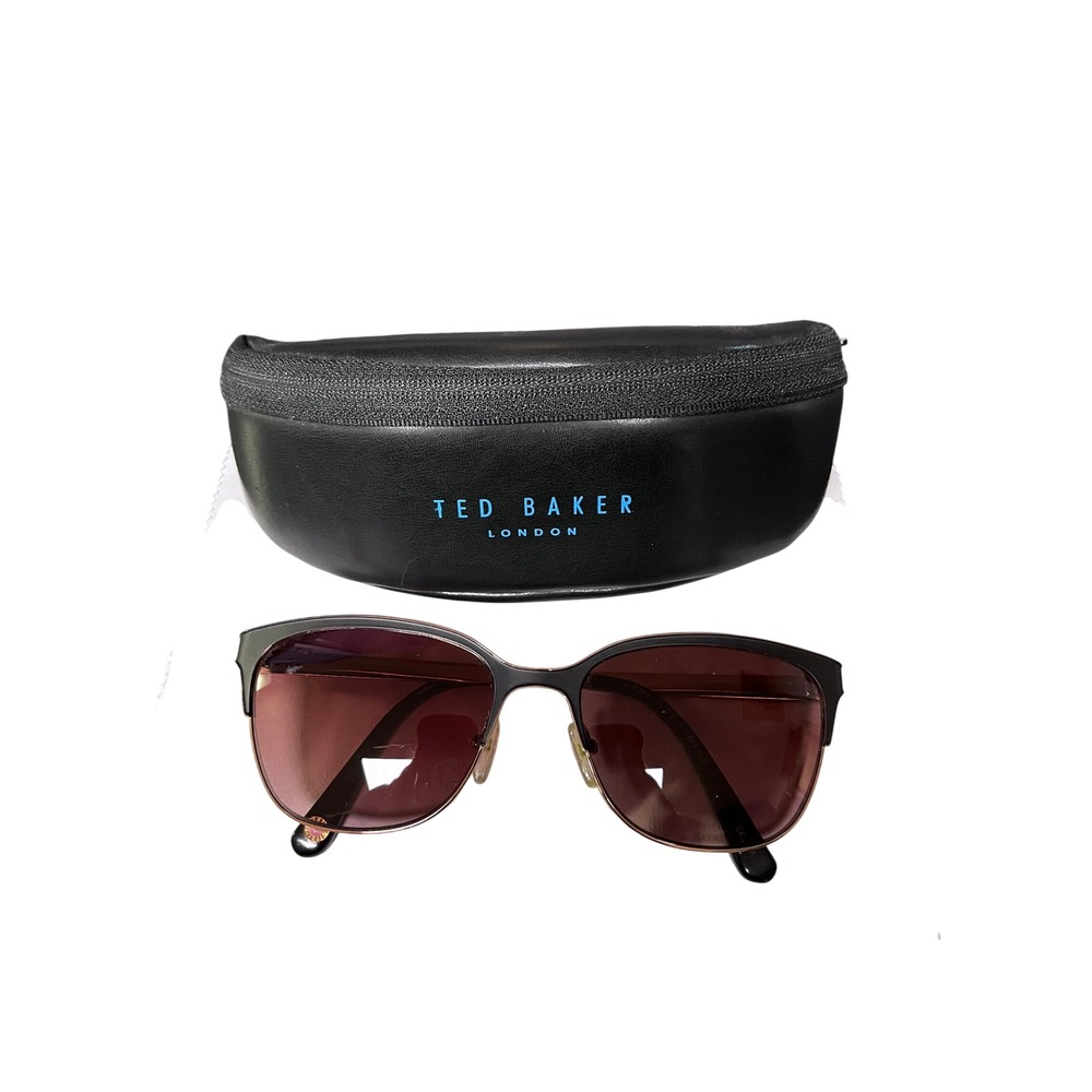 Ted Baker Willow 1412 001 Sunglasses Black Rose Gold Cat Eye Brown Gradient Lens